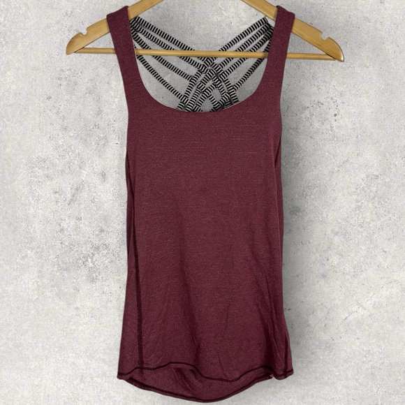 Lululemon Wild Tank Top‎ Heathered Wine Berry Size 2 Yoga Built In Bra Luxtreme - Picture 3 of 11